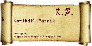 Karikó Patrik névjegykártya