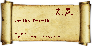 Karikó Patrik névjegykártya